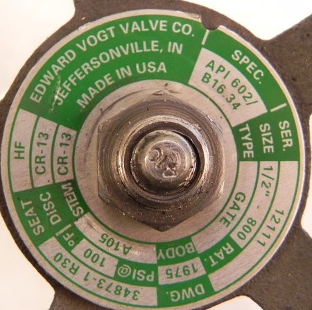 Vogt Gate Valve 1/2" Weld Class 800 Steel - Advance Operations