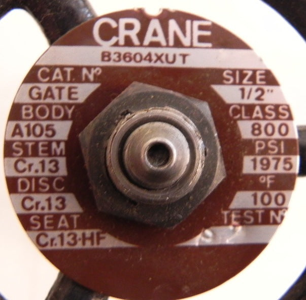 Crane B 3604XU-T Gate Valve 1/2" NPT Class 800 - Advance Operations