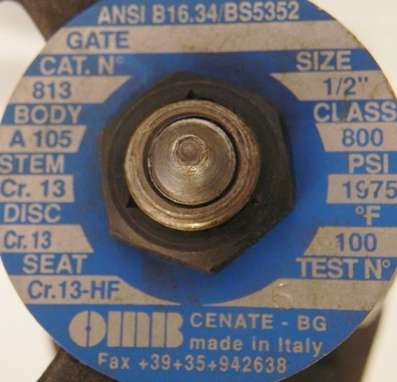 OMB Class 800 1/2" Weld Gate Valve Cat # 813 - Advance Operations