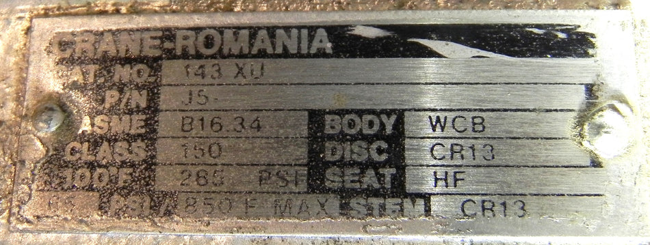 Crane Spherical Valve 143XU  8" - Advance Operations