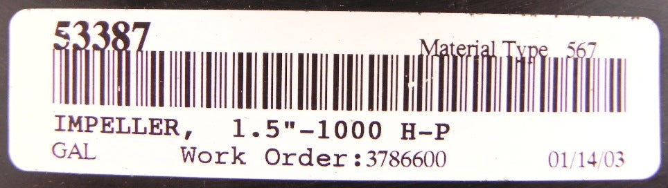 Galigher Pump EPDM Impeller 11.5"  53387 For Weir Galigher pump model 1.5VRA1000 - Advance Operations