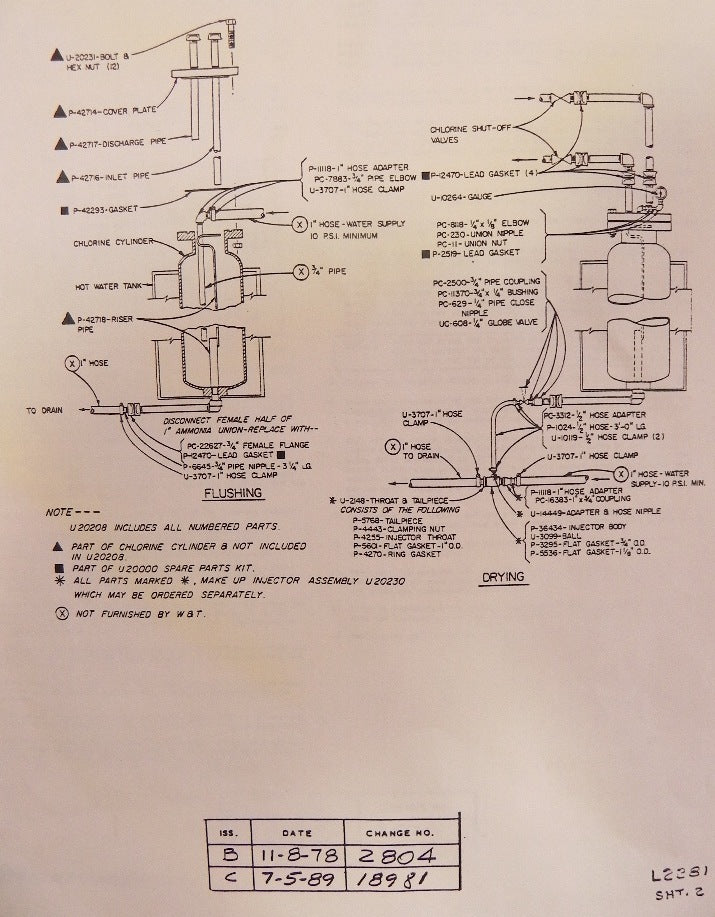 Wallace & Tiernan Drying Kit U20208 for Gas Chlorine Evaporator - Advance Operations