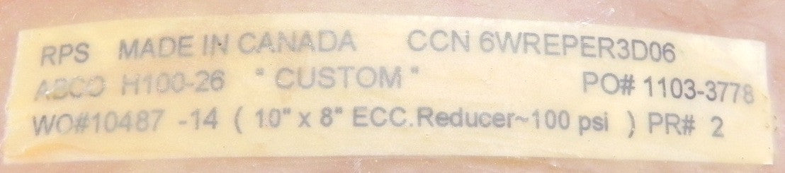 RPS ABCO Fiberglass FRP Eccentric Reducer 10" x 8" - Advance Operations