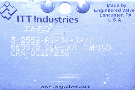 ITT Dia-Flo Diaphragm Valve 3-2559-R2-34-3277   3" - Advance Operations
