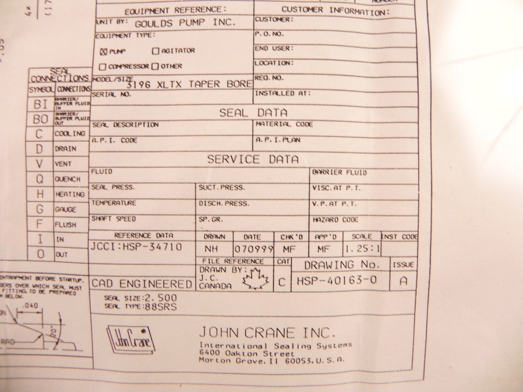 John Crane Mechanical Seal TYPE 88SRS 2.500" - Advance Operations
