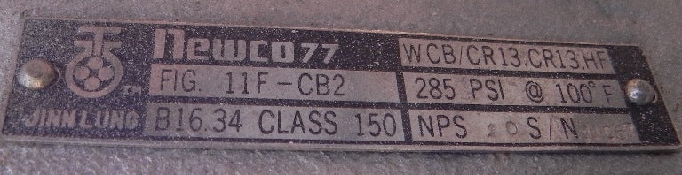 Newco Valve 11FCB2 10" Class 150 - Advance Operations