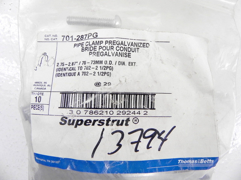 Thomas & Betts Superstrut Pipe Clamp 701-287PG (20) - Advance Operations