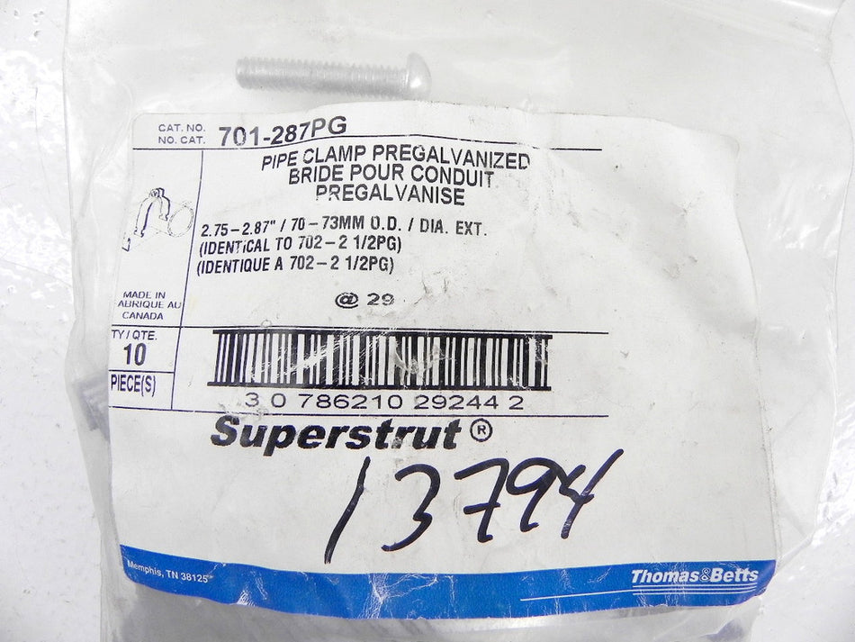 Thomas & Betts Superstrut Pipe Clamp 701-287PG (20) - Advance Operations