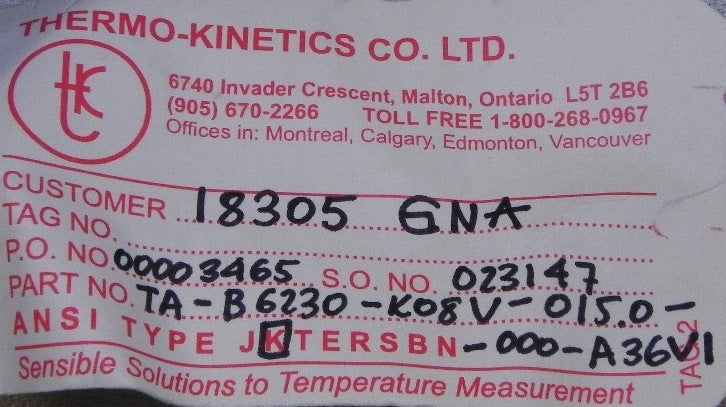 Omron Type-K Thermocouple Type K 14" L - Advance Operations