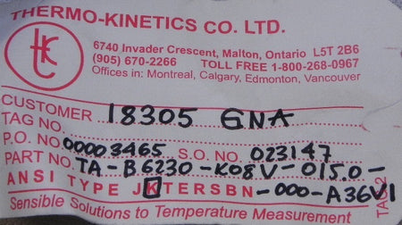 Omron Type-K Thermocouple Type K 14" L - Advance Operations