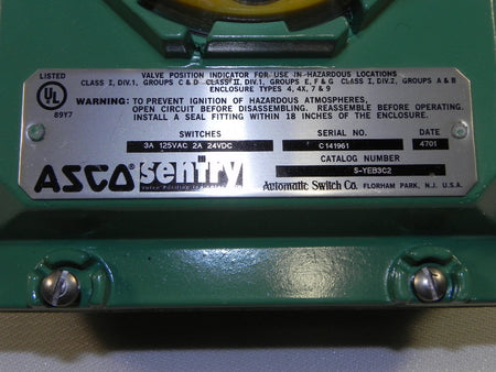Asco Sentry Position Switch S-YEB3C2 - Advance Operations