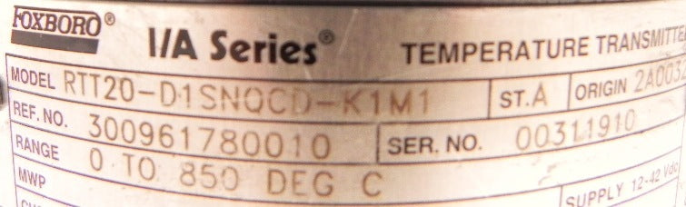Foxboro Temperature Transmitter RTT20-D1SNQCD-C1K1M1 - Advance Operations