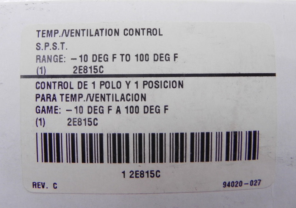 General Electric Line Voltage Thermostat 2E815C - Advance Operations