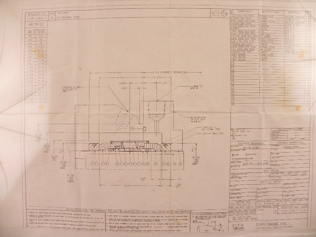 John Crane Mechanical Seal Type 8B1 DBL  2" - Advance Operations