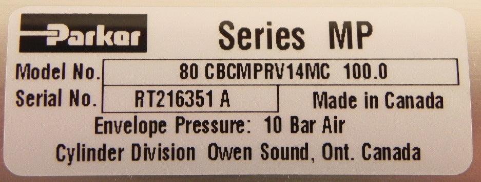 Parker Pneumatic Cylinder 80mm DIA X 100mm CBCMPRV14MC - Advance Operations
