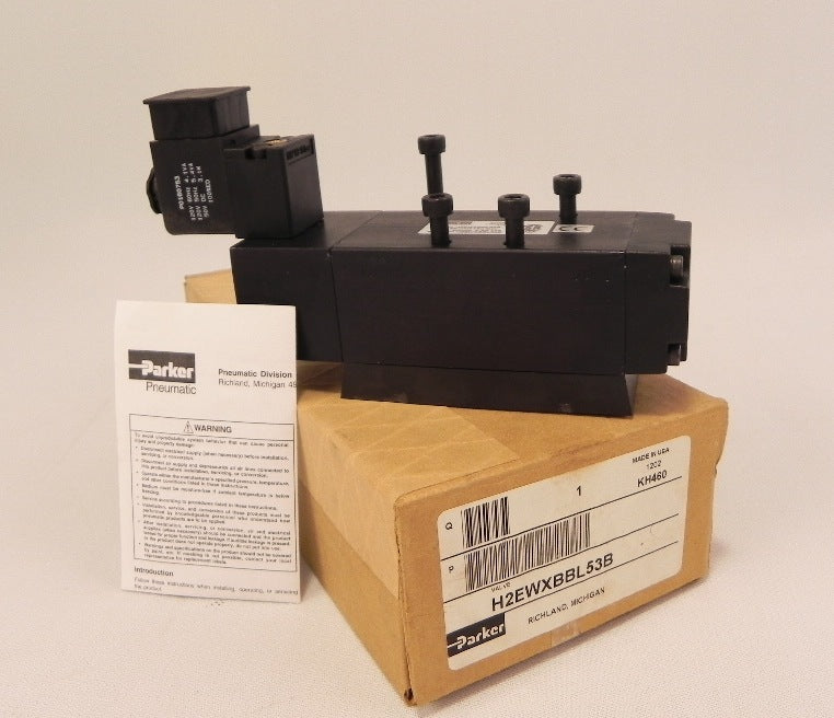 Parker Pneumatic Valve H2EWXBBL53B Solenoid 120V 5/2 New - Advance Operations