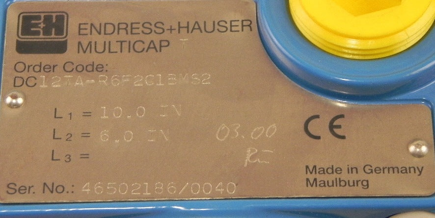 Endress+Hauser Level Probe DC12TA-R-6-F-2-C-1B-M-S-2-L1=10"-L2=6" - Advance Operations