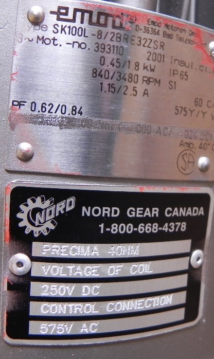 Nord Gear Speed Reducer SK4282AZG-100L/8-2BRE - Advance Operations