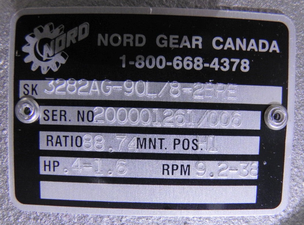 Nord Gear Speed Reducer 88.74:1 SK3282AG - Advance Operations