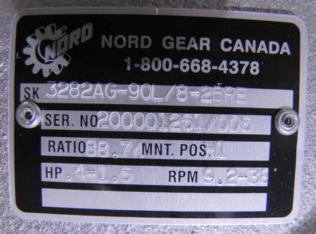 Nord Gear Speed Reducer 88.74:1 SK3282AG - Advance Operations