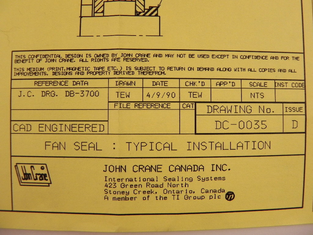John Crane Mechanical Seal Type Fan Seal DBL 4.937" - Advance Operations
