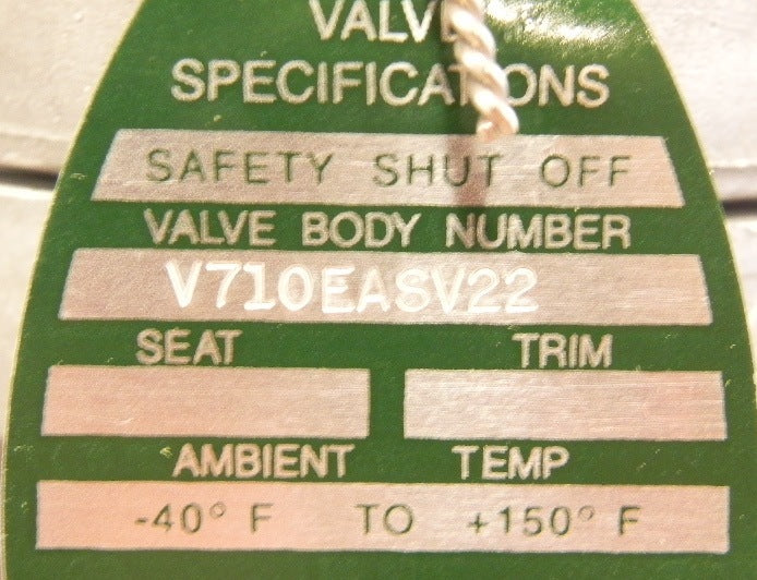 Asco 2-Way Normally Closed Globe Type  Gas Valve V710EASV22 - Advance Operations