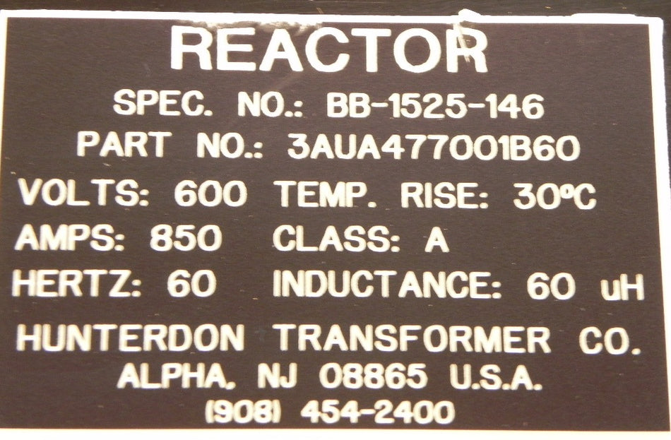 ABB Water-cooled Reactor / Choke 850A 3AUA477001B60 BB-1525-146 800A - Advance Operations