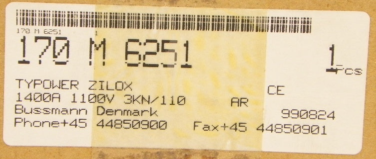 Bussmann Typower Zilox Fuse 170M6251 1400A - Advance Operations