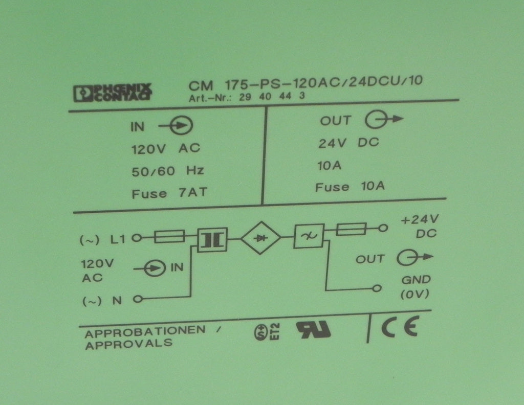 Phoenix Contact Power Supply CM175-PS-120AC/24DCU/10 - Advance Operations