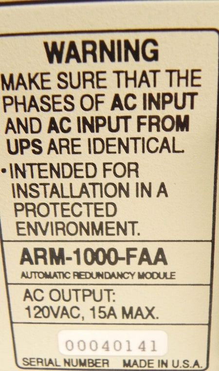 TSI Power Automatic Redundancy Module ARM-1000-FAA - Advance Operations