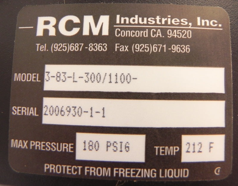 RCM Industries Flowmeter 3" 3-83-L-300/1100 - Advance Operations