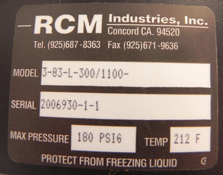 RCM Industries Flowmeter 3" 3-83-L-300/1100 - Advance Operations