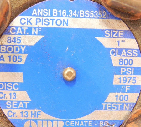 OMB 1" Class 800 Check Valve CK Piston - Advance Operations