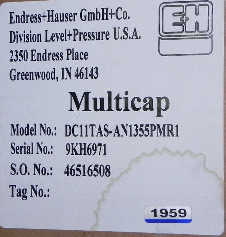 Endress+Hauser Level Switch DC11TAS-AN1355PMR1 - Advance Operations