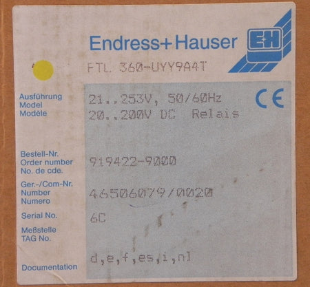 Endress+Hauser Liquiphant II Level Switch FTL 360-UYY9A4T - Advance Operations