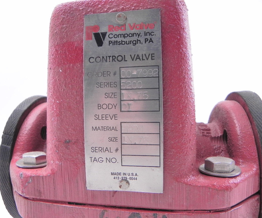 Red Valve Pinch Valve Model 5200 1" x 3/4" EPDM 4" flanged - Advance Operations