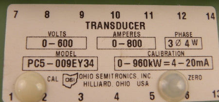 Ohio Semitronics Power Transducer PC5 - Advance Operations