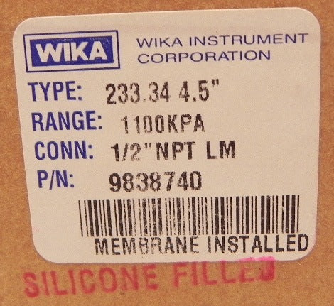 Wika Pressure Gauge 0-1100 kPa 4-1/2" - Advance Operations