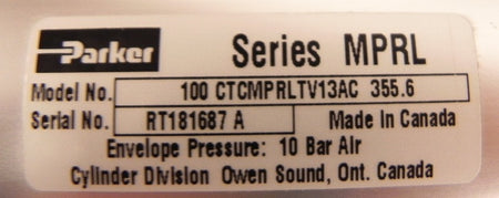 Parker Pneumatic Cylinder 100 X 355.6 CTCMPRLTV13AC - Advance Operations