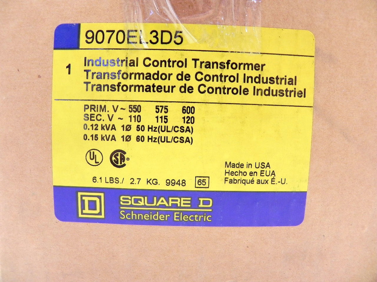 Square D Industrial Control Transformer 9070EL3D5 - Advance Operations