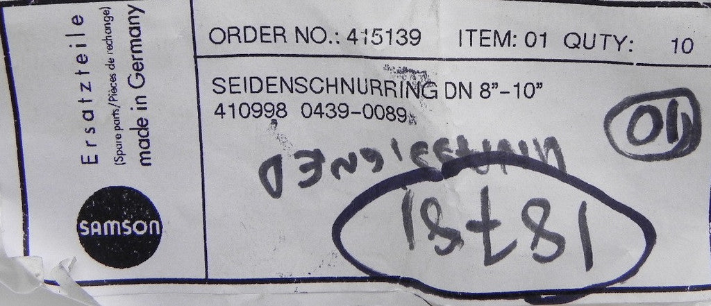 Samson Valve Trim PTFE 0439-0089 (Lot of 10) - Advance Operations