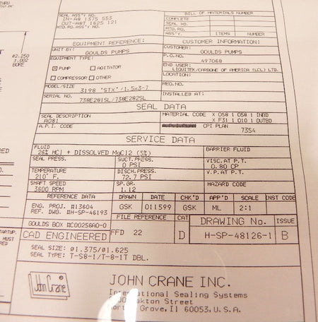 John Crane Mechanical Seal Type T-S8-1/T-8-1T DBL - Advance Operations