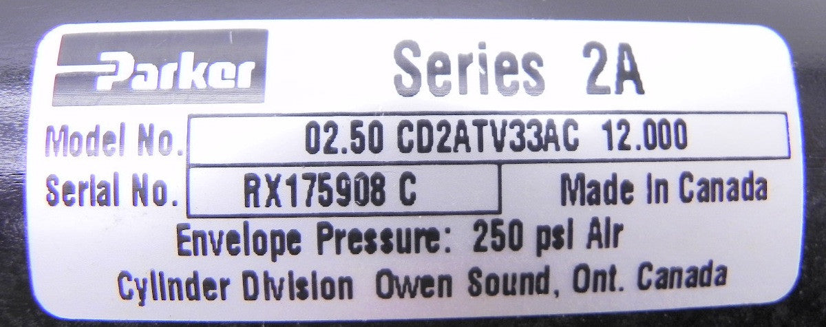 Parker Pneumatic Cylinder CD2ATV33AC  12" - Advance Operations