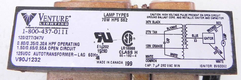 Venture Lighting Ballast V90J1232 - Advance Operations