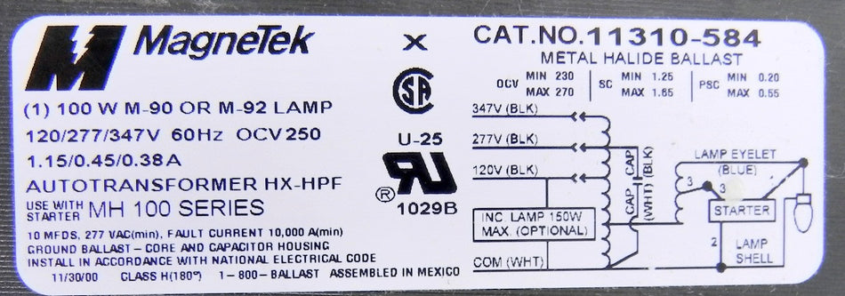 Magnetek Metal Halide Ballast 11310-584 - Advance Operations