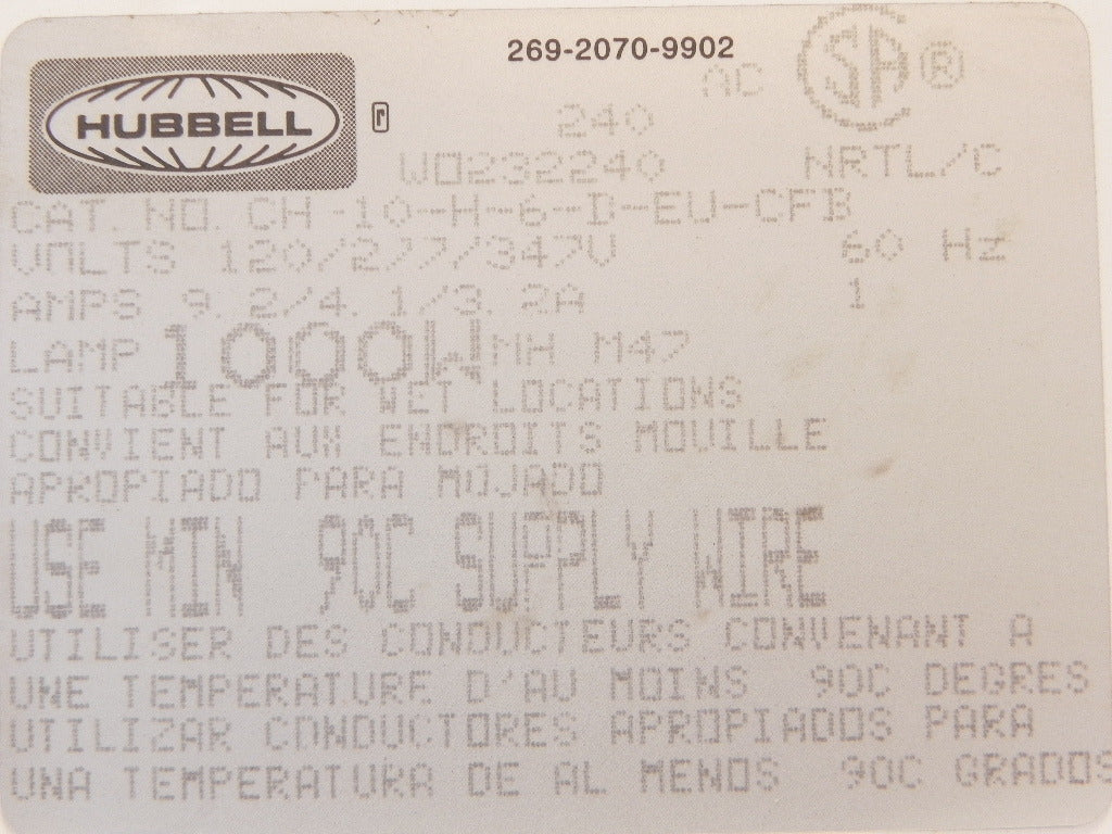 Hubbell Tribay Multi-Tap Metal High Bay CH-10-H-6-D-EU-CFB - Advance Operations