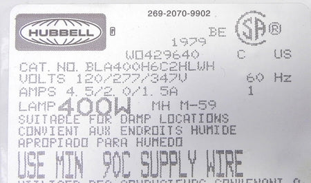 Hubbell Superbay Light Fixture BLA-400H6-C2HL-WH - Advance Operations