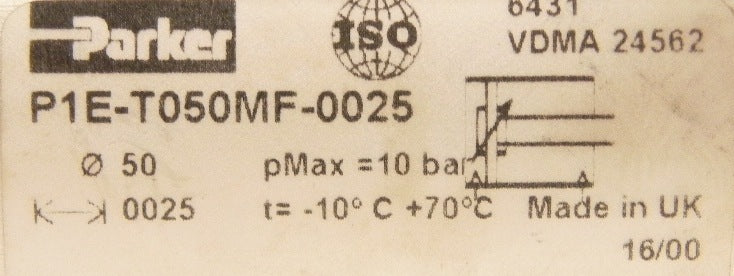 Parker Pneumatic Cylinder 50 DIA x 25mm P1E-T050TMF - Advance Operations
