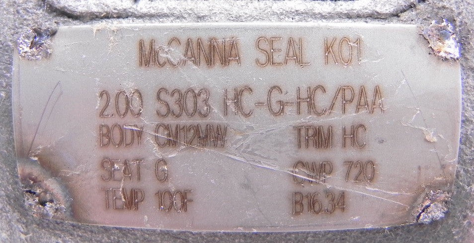 McCanna Socket-Weld Ball Valve 2" S303 HC-G-HC/PAA - Advance Operations