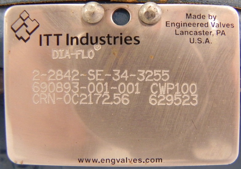 ITT Dia-Flo Diaphragm Valve 2" 2842-SE-34-3255 - Advance Operations